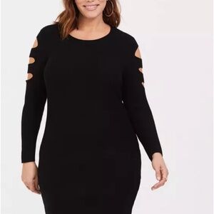 Torrid Cutout Black Goth Streetwear Bodycon Sweater Dress Plus Size 1X